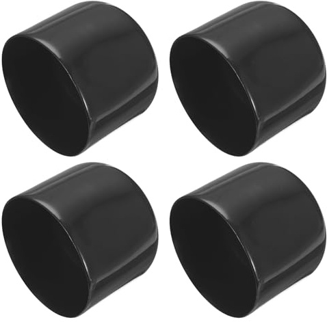 PATIKIL Tapones de Extremo de Vinilo de Goma de 60 mm, Paquete de 4 Tapas Flexibles para Tornillos y Pernos Redondos para Proteger Roscas de Tubos Metálicos, Color Negro
