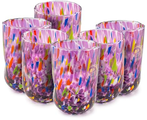 MurArt 6 verres de Murano Ensemble de 6 verres à eau de 400 ml en verre soufflé à la main, fabriqués de manière artisanale Collection Eleganza Made in Italy