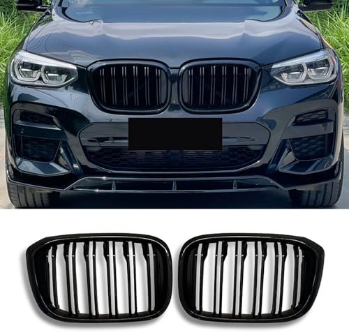 Hengjiayao G01 riñón negro parrilla del radiador para BMW X3 G01 2018-2021 X4 G02 2019-2021 parrilla negra deportiva brillo doble puente riñones (para G01 2019-2021) (For G01 G02 2018-2021)