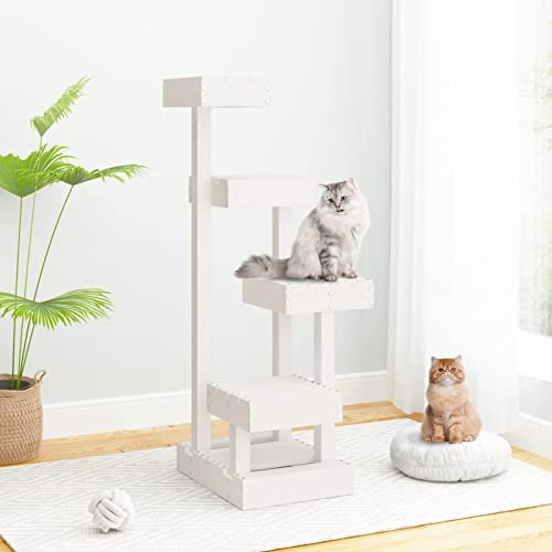 ShGaxin Árbol para Gatos Madera Maciza de Pino Blanco 45,5x49x103 cm, Rascador Gato, Arbol Rascador para Gatos, Gatos Accesorios, Torre Gatos, Arranhador para Gatos, Casa para Gatos