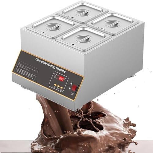 YLANMEI Electric Chocolate Tempering Machine Liquid Warmer Stainless Steel 12L Capacity 1-4 Tanks Home Commercial 500W,4tank