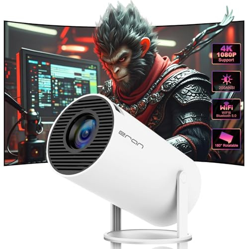 HY300 PRO MINI Projector, Portable Projector, Support 4K 1080P Dual Band WIFI6 5G Wireless 5.0 Bluetooth Android 11, 180° Rotation, Auto Keystone Correction, Projector