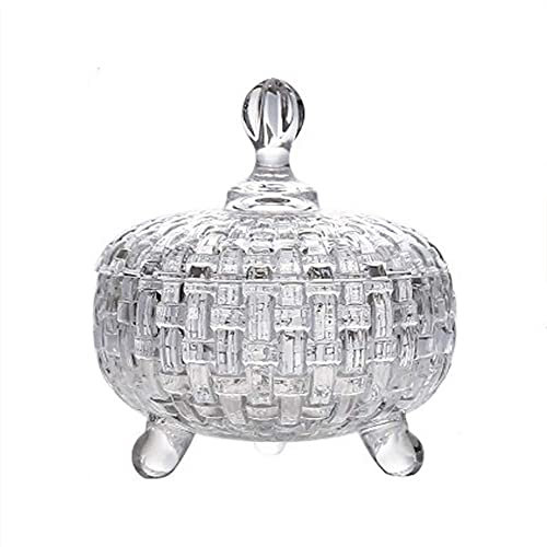 Glass Candy Cup, Chocolate Sweet Jar with Crystal Cut Design Lid - Creative Living Room Candy Jar and Dried Fruit Plate for Candy, Chocolate, Biscuits, Nuts, Jewelry