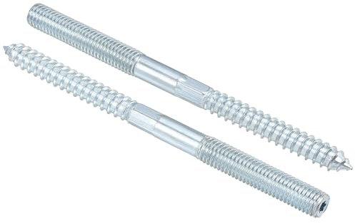 TOP-VIGOR 10Pcs Hanger Bolts, M10x140mm Double Headed Bolts Self Tapping Screw, Double Ended Dowel Screws, Screw Dowels Hanger, Threaded Lag Wood Screws and Machine Bolts for Wood Joint Furniture