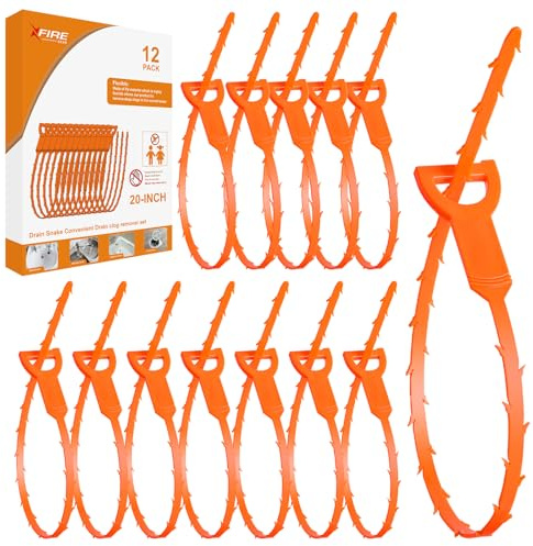 12 PCS Drain Snake, Drain Hair Remover, Sink Snake Drain Auger Cleaner Tool For Bath Tub, Toilet, Kitchen Sink(20 In)