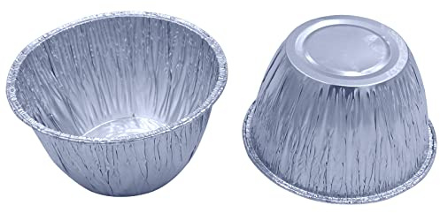 Sunrise Packaging 10 x Individual 1LB Aluminium Foil Pudding Basins, 436ml Muffins Moulds for Baking - Dariole Moulds, Round Recyclable Christmas Pudding Dishes for Baking, Cupcakes, Tarts & Muffins