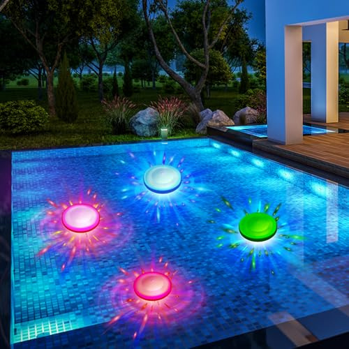 Zeadio LED Unterwasser-Poolleuchten mit 6 Lichtmodi, tauchfähig & wasserdicht, einfache Installation für Einbau- und Aufstellpools, RGB-farbwechselnde Spa- & Partyleuchten, 4er-Pack