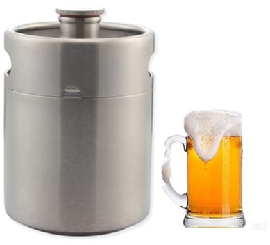 NJDQFA 5 Liter Bierfass, Tragbares Edelstahl Bierfas, Bierbraugerät, Fassbier, Für Den Einsatz Im Freien Und Im Haushalt