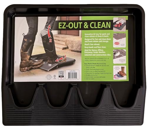 Litufim Boot Jack Tray for 2 Pairs – Dual Shoe Remover and Waterproof Boot Mat – Heavy Duty No Bend Boot Puller and Entryway Tray for Mud and Snow Control (Large (2 Pairs))