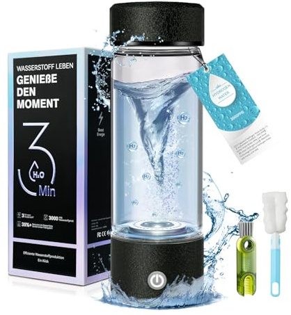 Hydrogen Water Bottle Generator【TOP 1 H2-O2 Separation】Hydrogen Water Bottle【Super Hydrogen Content 3000 PPB】Hydrogen Water Bottle, 420ML Portable Hydrogen Water Generator with 3-Minute Electrolysis