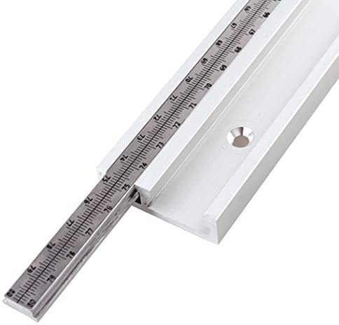 Mitra - Binario a T in alluminio, 45 mm, per la lavorazione del legno con scala laser, per sega da banco e banco fresatrice, lunghezza regolabile 122 cm, perfetto per tagli di precisione