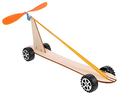 CHICAMPERA Coche De Juguete Impulsado por Viento para Niños Mediano De Madera Bandas Elásticas Educativo Ciencia Manualidades 2 Paquetes DIY