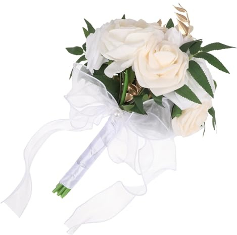 VICASKY 2 Pezzi Bouquet da Sposa Artificiale in Rosa Fiori Resistenti e Dettagliati per Matrimonio ed Decorazione Casa