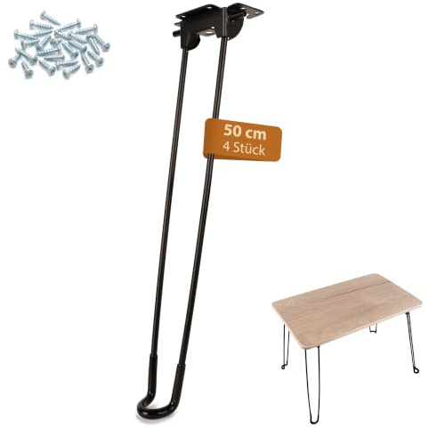 KYOOB Klappbare Haarnadel Tischbeine 50 cm mit hochwertigen Assy Schrauben