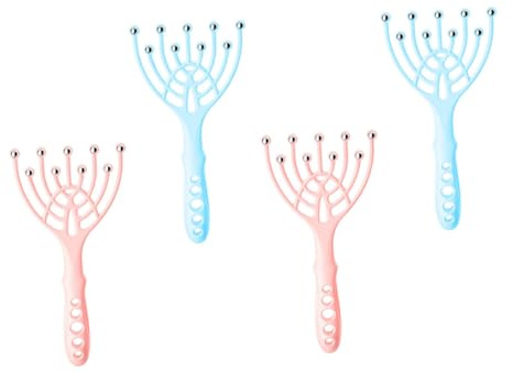 PAMINGONO 4 pièces Masseur de Tête Griffes PP avec Billes Acier Outil Manuel de Massage Crânien pour Détente et Soulagement Du Stress Portable pour Maison et Voyage