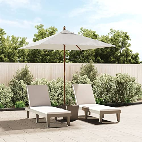 Mokuyary Ombrellone da giardino con palo in legno, sabbia 198 x 198 x 231 cm, ombrellone da esterno per terrazza, piscina, spiaggia, ristoranti, balcone