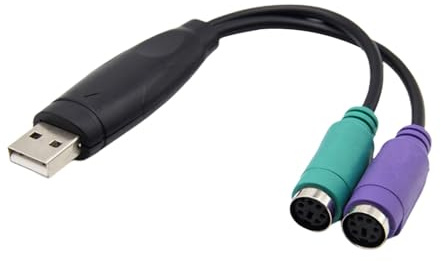EaseSunny Adattatore da USB a PS/2, convertitore da PS/2 a USB, adattatore mouse per tastiera per PC, laptop, supporta commutazione KVM, Plug and Play, cavo da 15 cm, nero