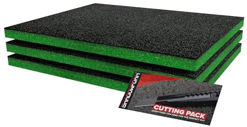 Shadow Foam Paquete Pequeño de 3 piezas [Verde], Insertos de Espuma para Caja de Herramientas, 40 x 32 cm, Organización de Bricolaje y Sistemas de Almacenamiento