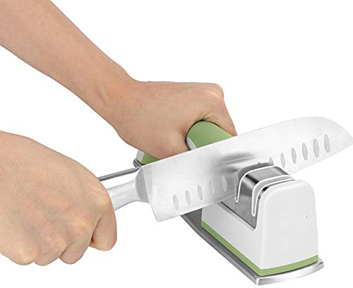 DUYER Afilador De Cuchillos De Cocina, Base Antideslizante De Acero FáCil De Limpiar MultifuncióN ÁNgulo Fijo De Diamante Afilador De Cuchillo Herramientas De Cocina Green