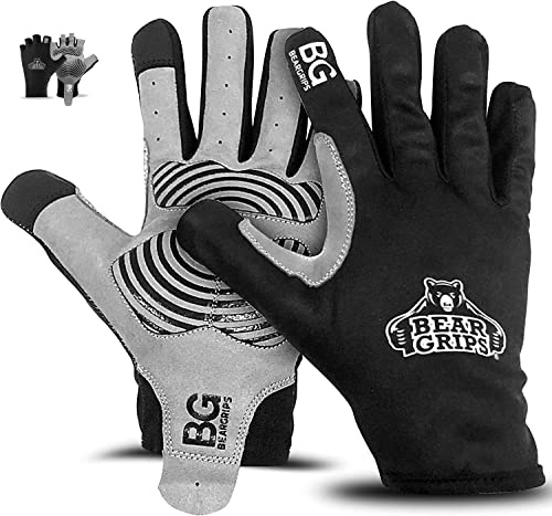 Bear Grips Weight Lifting Gloves for Men & Women | Half Finger Lifting | Full Finger Workout Gloves for Men | No Finger Exercise l Compression Weightlifting | Gym