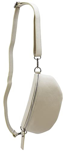 SH Leder ® echt Leder Hüfttasche Damen Herren Unisex Gürteltasche für Festival Reise Bauchtasche kleine Crossbody Bag Frauen Ledertasche 23x12cm AVA G292 (Beige)
