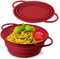 Coolinato – Sieb aus Silikon faltbar 24 cm Rot – Nudelsieb für Pasta, Gemüse & Obst - Küchensieb spülmaschinenfest, BPA-frei, & hitzebeständig bis 230°C - Platzsparendes Abtropfsieb zusammenklappbar