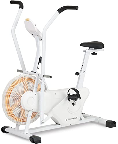 SportPlus Profi Air Bike mit Luftwiderstand, Heimtrainer für Zuhause, App kompatibel, Heimtrainer für HIIT, Smarter Trainingscomputer, bis 135 kg belastbar, weiß