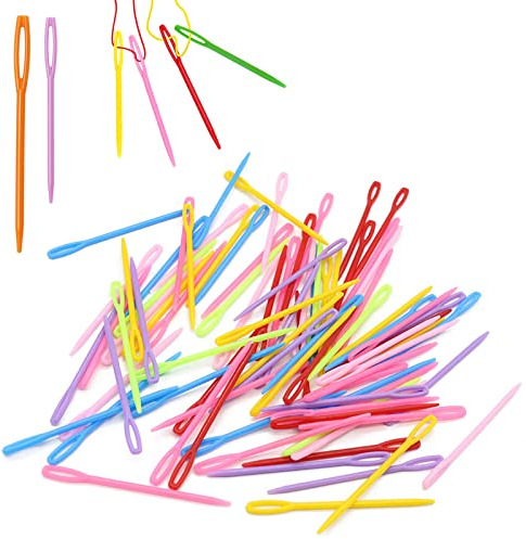 Kunststoff Nähnadeln Webnadeln 40 Stück, Plastiknähnadeln Großem öhr Plastik Nadeln Nadel für Nähen Handwerk