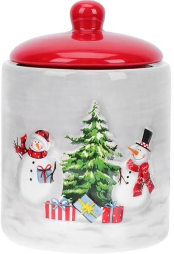 Cabilock Ceramic Storage Jar Airtight Lid Multifunctional Christmas Snack Container for Cereal Candy and Tea Practical Home for Holidays and Housewarming