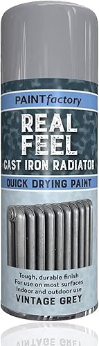 MUSAN Cast Iron Effect Radiator Spray 400ml - Metal Quick Drying Durable Finisher - Premium Quality Interior & Exterior Household Use - Aerosol Spray apply for Wood Metal (Grey Cast Iron Effect)