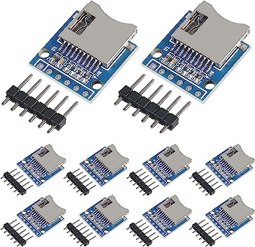 Dealikee Micro-SD-Kartenmodul, Micro-SD, SDHC, TF-Karte, Micro-SD-Speicherbrett, Speicherschild, Erweiterungsmodul mit SPI-Schnittstelle, Level-Konvertierungs-Chip, 10 Stück