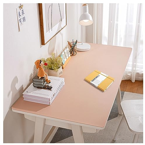 Groß Schreibtischmatte Leder Wasserdichte Schreibtischunterlage Kunstleder Warme Mauspad Schreibtisch Unterlage Abwischbar Tischmatte Schreibtisch Rutschfest Tischauflage Esstisch (70x130cm,Pink)