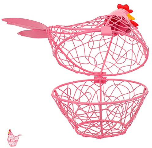 BESTonZON Chicken Egg Basket Kitchen Decorative Hen Ornaments Countertop Storage Basket for Fresh Eggs Farmhouse Style Home Kitchen Supplies