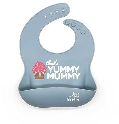 Little Green Giraffe It's Yummy Mummy Premium Silicone Bibs For Babies BPA-Free Waterproof Bib With Pocket- Soft Bib With Food Catcher For Babies & Toddlers 6-72 Months (Light Pink)
