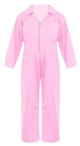 Mufeng Kinder Jungen Jumpsuit Overall Arbeitslatzhose Coveralls mit Buttons Baumwolle Arbeitsoverall Schutzanzug Einfarbig B Rosa 158-164
