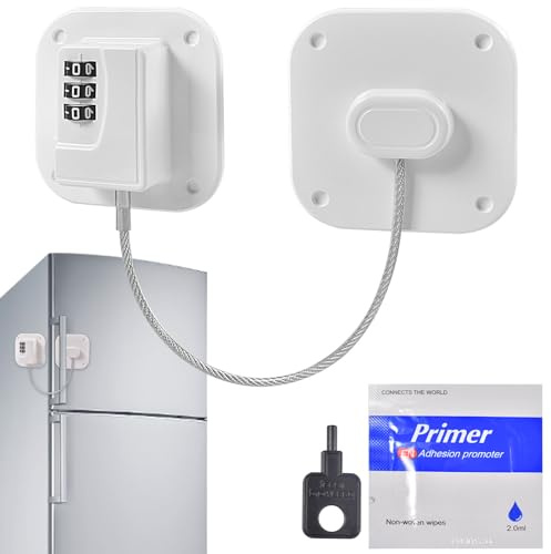 Securite Placard Enfant,Verrou de Réfrigérateur avec Code,Serrures Forte Adhésive Câble de Limitation pour Armoire Tiroir Laveuse Réfrigérateur