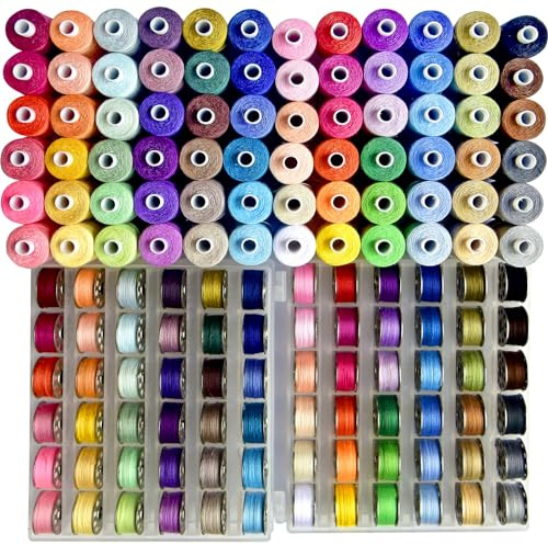 144Pcs 72 Colors Prewound Metal Bobbins and Thread Spools for Hand & Machine Sewing, Emergency and Travel, DIY and Home, 72 Colors Polyester Thread Spools