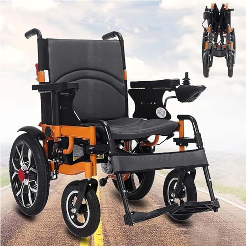 Rollstuhl Elektrisch Faltbar, Leicht Elektrorollstuhl, Elektrischer Rollstuhl Für Drinnen Und Auf Reisen, Faltbarer Rollstuhl Mit Li-Ion Battery 24V 12Ah,Sitzbreite 50 cm,Unterstützung 150 Kg