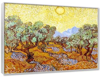 RKGHDCX Leinwand Bilder Olivenbäume Poster und Drucke. Abstraktes Gemälde Kunstdruck auf Leinwand. Reproduktion auf Leinwand Wandkunst Bilder für Wohnzimmer80x105cm(31x41in) Silberrahmen
