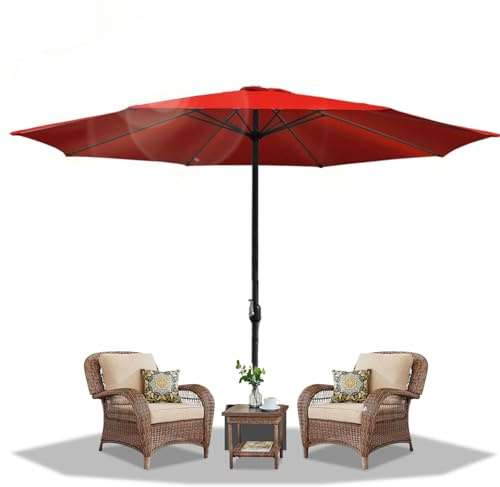 Daromigo Sonnenschirm 350 cm Rot Ampelschirm mit Kurbel| Sonnenschutz UV Schutz 50+ | Gartenschirm Kurbelschirm Marktschirm wasserdicht für Garten, Terrasse, Balkon, ohne Ständer