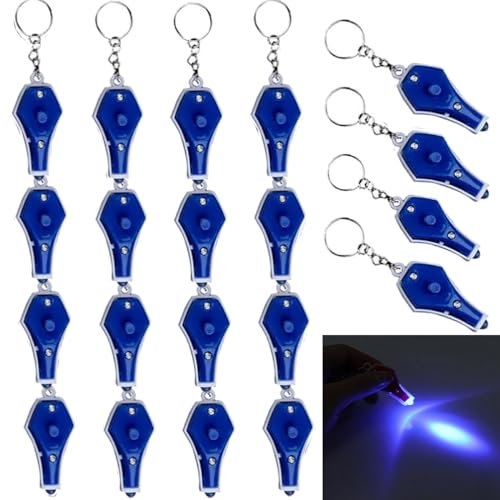 MODOAO 20 st LED-nyckelring ficklampa mini lila nyckelring ficklampa bärbar nyckelring ficklampa med inbyggt batteri fingerljus för flera scener (20 st blå)