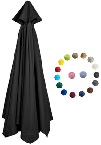 Replacement Parasol Canopy 2.0/2.3/2.7/3.0m Patio Umbrella Replacement Canopy 6 Arms/8 Arms Canopy Replacement Cover for Garden Market Beach Umbrella (Color : Black, Size : 2.7m/9FT-6Ribs)