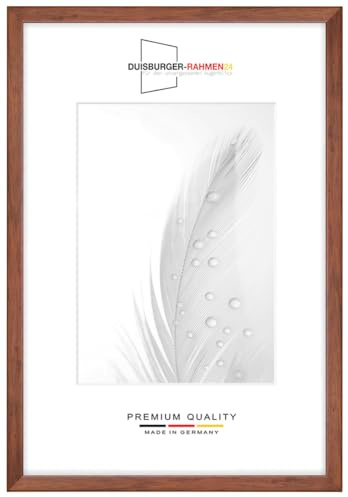 Holz Bilderrahmen Schmal 40 x 50 cm in Rustikal-Braun | inkl. bruchsicherer Anti-Reflex Kunstglasscheibe | Rahmen für Poster | Puzzle | Foto collage DR076