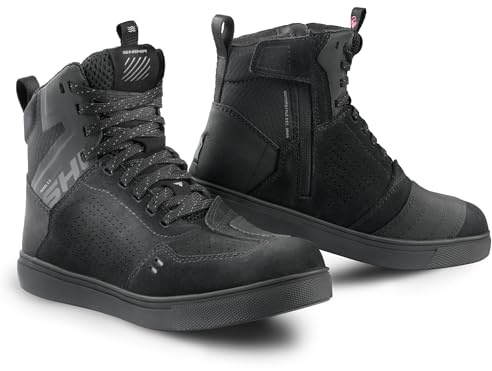 SHIMA REBEL 2.0 Motorcykel Stövlar Dam Ventilerade Läder Sneakers Sommar Låg Biker Äventyr Dragkedja Sidodragkedja Ankelskydd Motorcykel Trail (Femenino, Ventilerad Svart, 41)