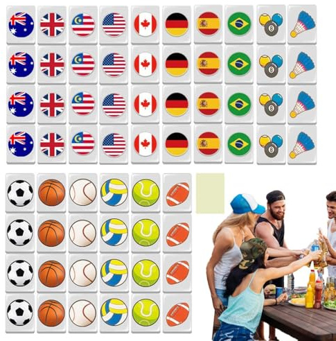 Genérico Juegos de Mesa de 65 Azulejos Seaside Escape, Bloques De Juego De Escape Junto Al Mar, Azulejos De Juego con Diseño De Banderas, Bloques de Mahjong Rompecabezas Spiel
