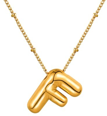 MILAKOO A-Z Bubble Letter Necklace Gold Kette Initialen Halsketten mit Balloon Buchstaben Anhänger Damen Initial Namenskette Dick Buchstabenkette für Frauen