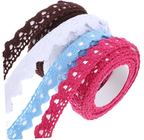 NUOBESTY 4rollen Selbstklebendes Spitzenband Für -projekte Elegantes Spitzenmuster Für Scrapbooking Basteln Verpackung Und Mehr Farben Rosenrot