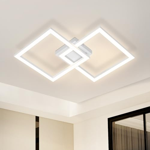 Homefire Deckenlampe LED Deckenleuchte Küche Weiß 24W Schlafzimmerlampe | Modern Design Wohnzimmerlampe Küchenlampe 3000K Warmweiß Flurlampe für Flur Küche Schlafzimmer Wohnzimmer