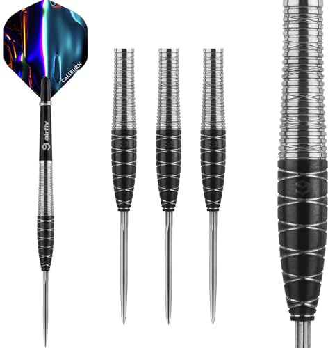 Caliburn Spiro Dartpfeile mit Stahlspitze, 90 % Wolfram-Barrel, S1, inkl. Dart-Flights und Schäfte, mehrere Gewichte erhältlich (21 g)