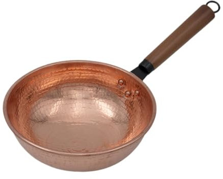 Fenteer Olla de Cobre para Leche, Olla para Chocolate con asa, Olla Multifuncional para Leche, Cacerola para Cocina, hogar, hervir, cocinar en casa, Round Bottom B